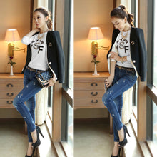 casual t-shirts women t-shirts print long sleeve o neck beading women tops blusas plus size J4U66