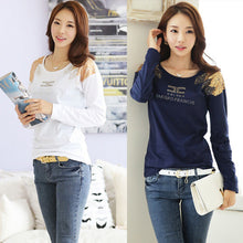 print t-shirts women t-shirts o neck long sleeves casual women tops pullover blusas plus size J4U66