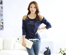 print t-shirts women t-shirts o neck long sleeves casual women tops pullover blusas plus size J4U66
