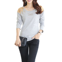 print t-shirts women t-shirts o neck long sleeves casual women tops pullover blusas plus size J4U66