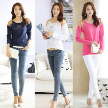 print t-shirts women t-shirts o neck long sleeves casual women tops pullover blusas plus size J4U66