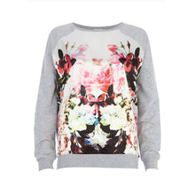 casual hoodies women floral print pullover o neck long sleeve sweatshirt tops tracksuits blusas grey J4U66