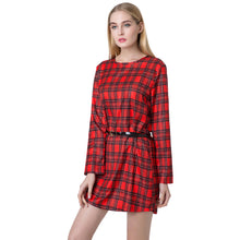women mini vintage dress plaid check tartan print zipper o neck long sleeve style office dress vestidos J4U66