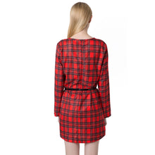 women mini vintage dress plaid check tartan print zipper o neck long sleeve style office dress vestidos J4U66