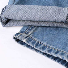 Women's Jeans Ripped Straight Full Length Famale Hole Mid Waist Jeans Pants Washed Cotton Pants L4 J4U66
