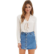 Womens Chiffon Blouse Ladies Elegant V-neck Blouses Long Sleeve Chiffon Shirt Women Office Shirt J4U66