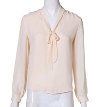 Womens Chiffon Blouse Ladies Elegant V-neck Blouses Long Sleeve Chiffon Shirt Women Office Shirt J4U66