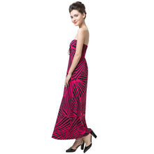 style striped print elegant dress off the shoulder padding-string sexy party dress women long maxi dress vestidos J4U66