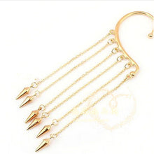 Stylish Punk Rock Rivet Chain Tassel Dangle Ear Cuff Earring For Women Gothic Ear Clip On Clip Clamp Trendy Girl J4U66