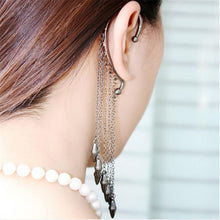 Stylish Punk Rock Rivet Chain Tassel Dangle Ear Cuff Earring For Women Gothic Ear Clip On Clip Clamp Trendy Girl J4U66