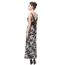 sumemr women boho dress floral print tie waist deep v neck beach dress sleeveless party dresses black J4U66
