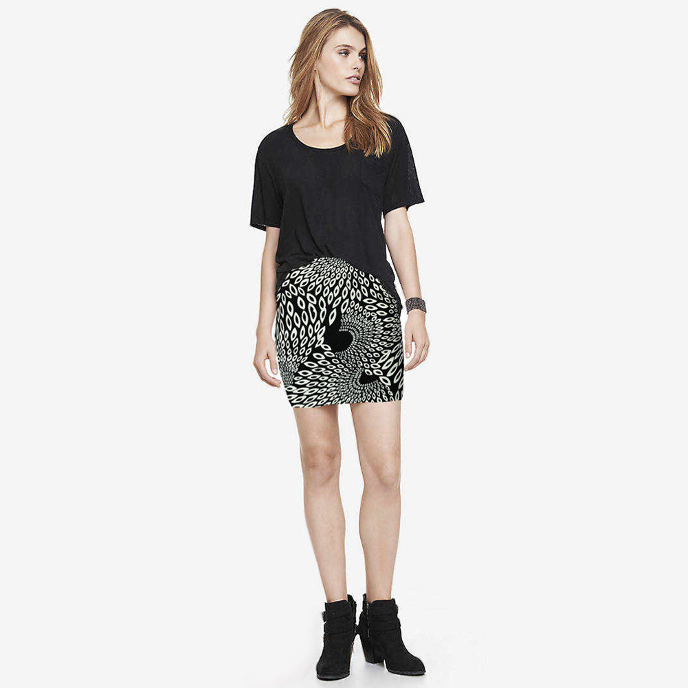bodycon pencil skirts women floral printed slim vintage skirt midi women high waist mini skirts J4U66