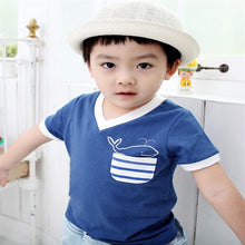Children's Boy T-shirt Delicate Dolphin Pattern Cotton Short-sleeved T-shirts Outwear Kids Clothes J4U66