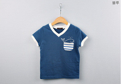 childrens boy t-shirts delicate dolphin pattern cotton short sleeved t-shirtss outwear kids clothes J4U66