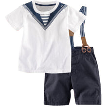 clothing sets baby sailor suits for boys kids pants top boys navy children clothes 0~5 years J4U66
