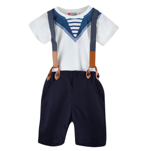 clothing sets baby sailor suits for boys kids pants top boys navy children clothes 0~5 years J4U66