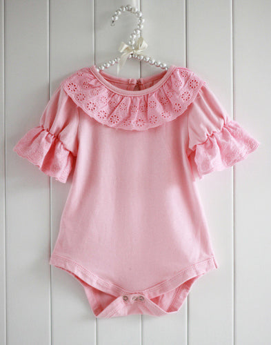 cotton baby girl rompers infant jumpsuit lace collar short sleeve girls clothingborn overall clothes J4U66