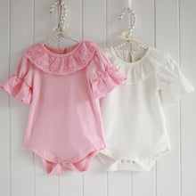 cotton baby girl rompers infant jumpsuit lace collar short sleeve girls clothingborn overall clothes J4U66