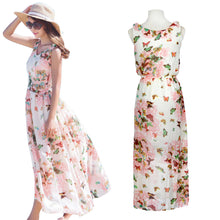 Dress Sexy Print O-neck Sleeveless Women Boho Long Maxi Dress Evening Party Beach Dresses Chiffon Dress Vestidos J4U66