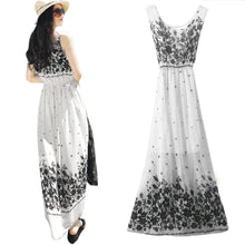 Dress Sexy Print O-neck Sleeveless Women Boho Long Maxi Dress Evening Party Beach Dresses Chiffon Dress Vestidos J4U66