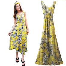 Dress Sexy Print O-neck Sleeveless Women Boho Long Maxi Dress Evening Party Beach Dresses Chiffon Dress Vestidos J4U66