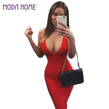 dress women spaghetti strap sleeveless backless sexy dress slim plunge v neck bodycon pencil dress clubwear vestidos J4U66