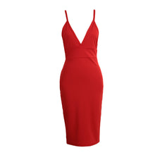 dress women spaghetti strap sleeveless backless sexy dress slim plunge v neck bodycon pencil dress clubwear vestidos J4U66
