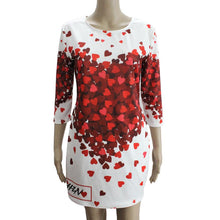 Fashion Dress Women Casual Heart Lovely Printing Dresses elegant Short Sleeve Round Neck Vestidos De Festa Dress J4U66