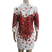 Fashion Dress Women Casual Heart Lovely Printing Dresses elegant Short Sleeve Round Neck Vestidos De Festa Dress J4U66