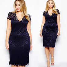 sexy women party midi dress v neck floral bodycon pencil lace dresses plus size clothing big size vestidos J4U66