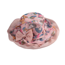 women hat print dual brim bowknot foldable beach hat holiday floppy cap women headwear J4U66