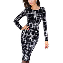 Fashion Women's O-Neck Long Sleeve Bandage Bodycon Evening Party Tube Dress J4U66