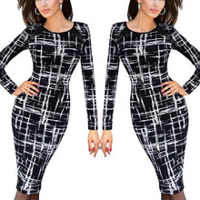 Fashion Women's O-Neck Long Sleeve Bandage Bodycon Evening Party Tube Dress J4U66