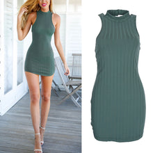 Halter Bodycon Women Dress Olive Green Backless Sexy Mini Club Dress Fashionable Jersey vestido J4U66