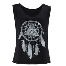 Fashion t shirt Sexy Women Dreamcatcher Printed Sleeveless Tops Crop Tank VShirt Tee Femininas Blusas J4U66