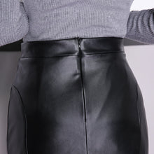 leather skirt womens ladies mini lolita skirt pu high waist ruffle skirt zipper fastening black skirt J4U66