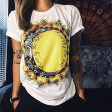 Fashion Women Casual T-shirt Sunflower Letter Printed Short Sleeve TopsWhite Tees roupas femininas J4U66