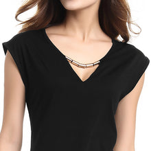 women dress sexy sleeveless casual mini dress v neck chain black dress vestidos J4U66
