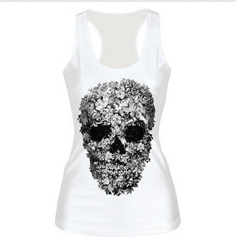 Women T-shirt 3D Vest Tops Skull Bone Camisole Sexy Tank Top J4U66