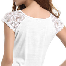 women t-shirts v neck short sleeves lace tops ruche zipperclosure slim cut casual sweet tee shirt white J4U66