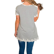 KoreanSexy Women Short Sleeve Splice Tops Shirt Lace  J4U66
