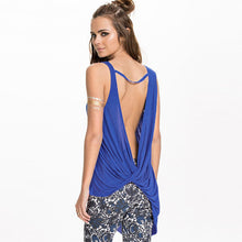 sexy women tank top cross back o neck asymmetric hem backless loose casual vest camisole top blue grey J4U66
