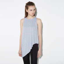 sexy women tank top cross back o neck asymmetric hem backless loose casual vest camisole top blue grey J4U66
