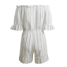 rompers women jumpsuits striped off shoulder tassel fringe short playsuit casual beachwear overalls white J4U66