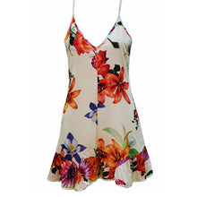 Sexy V-neck Backless flowers Print Dress Women's Casual Party Short Cute Dresses Plus Sizes J4U66