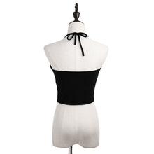 sexy women blackless crop tops sleeveless casual letter printed haltercamis vest dance tops plus size blusas J4U66