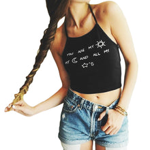 sexy women blackless crop tops sleeveless casual letter printed haltercamis vest dance tops plus size blusas J4U66