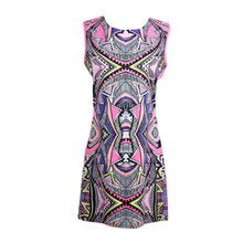 sexy women dress floral print o neck sleeveless boho dress back zipper party dress plus size beachwear vestidos J4U66