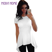 short sleeve women t-shirts tee shirt loose irregular hem women tops plus size t-shirts camisetas mujer white blusa J4U66