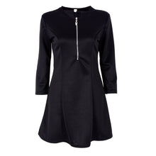 Style Sexy Mini Dresses Women Beach 3/4 Sleeve Black DressCasual Chiffon Zipper Dress Plus Size Y4 J4U66
